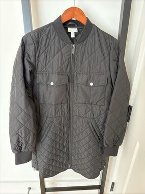 Zella Quilted Utility Jacket in Charcoal Black